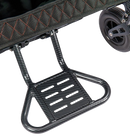 Close Up View Of The Bangeran Mammoth EX Electric Wheelchair Shown With Black And Orange Color Footrest