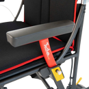 Close Up View Of The Feather Electric Wheelchair Armrest With Feather Logo Displayed