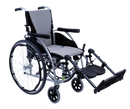 Front Right View Of The Karman S-Ergo 125 Wheelchair Shown With Gray Cushions, Silver Frame, And Elevating Leg Rests