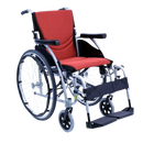 Front Right View Of The Karman S-Ergo 125 Wheelchair Shown With Red Cushions And Silver Frame