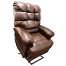 Front View Of The Journey Perfect Lift Chair With Genuine Leather Fabric In The Elevated Position