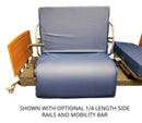 Front View Of The Med Mizer Active Care Rotating Bed Shown With Optional 1/4 Length Side Rails And Mobility Bar