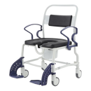Front View Of The Rebotec Dallas Bariatric Shower Commode Chair With Armrests And Leg Rests In Standard Position