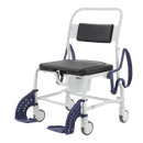 Front View Of The Rebotec Dallas Bariatric Shower Commode Chair With Armrests In The Adjusted Position And Leg Rests In Standard Position
