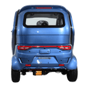 Rear Centered View Of The Green Transporter Q Runner Express Enclosed Mobility Scooter Shown In Blue Color