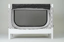 Safe Place Bedding Model 200 Side View White Paint Finish With ZigZag Cover