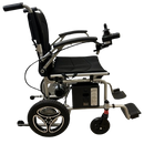 Side View Of The Journey Air Lightweight Electric Wheelchair Showing The Right Side And The Anti Tip Safety Wheels