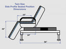 Side View Of The Journey UPbed Sleep-To-Stand Adjustable Bed In The Seated Position Twin Dimensions