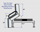 Side View Of The Journey UPbed Sleep-To-Stand Adjustable Bed In The Standing Position Twin XL Dimensions