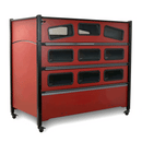 Sleep Safe Extension Bed Side View Red Finish Taupe Padding Gif