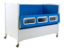 Sleep Safe Tall Bed Full Size Side View White Finish With Dark Blue Padding