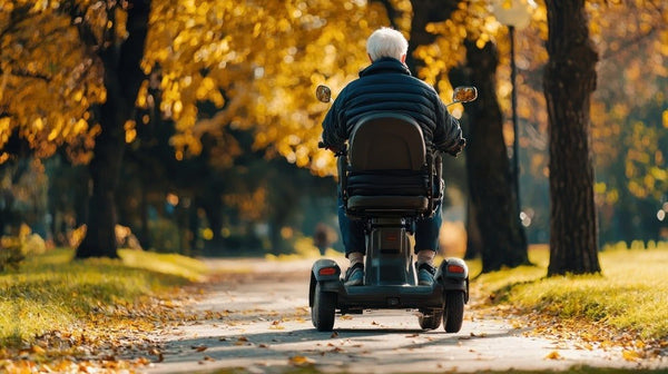 Elderly man on a scooter.