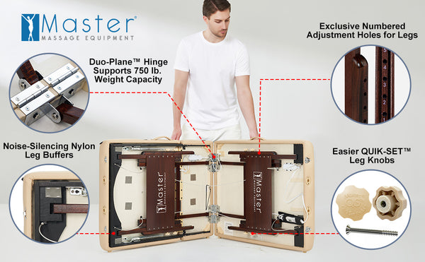 Master Massage Equipment 30" DEL RAY™ SALON Portable Massage Table Package with Therma-Top® - Adjustable Heating System! (Sand Color)