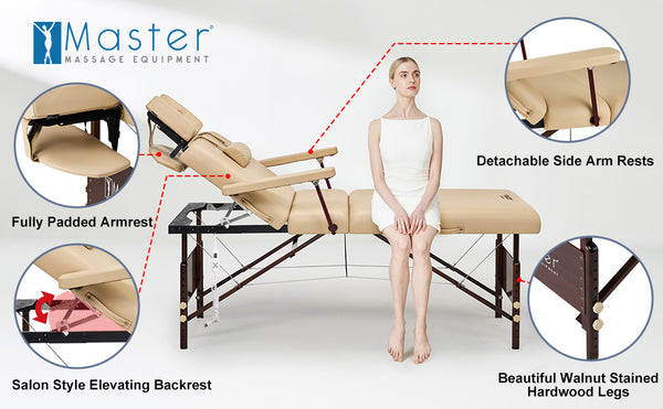 Master Massage Equipment 30" DEL RAY™ SALON Portable Massage Table Package with Therma-Top® - Adjustable Heating System! (Sand Color)