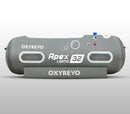 A gray OxyRevo Apex32 1.5 ATA Portable Hyperbaric Chamber with multiple windows and branding on the side.