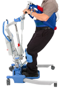A Person Using The Joerns Hoyer Journey® Sit To Stand Mobile Patient Lift With A Waist Harness