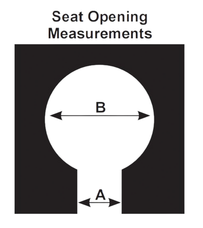 ActiveAid 285TR Shower Commode Tilt-In-Space Chair Diagram Showing Seat Opening Measurements With Labeled Dimensions 