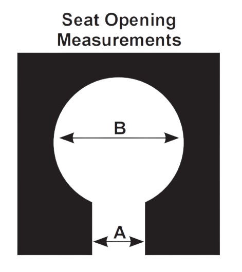 ActiveAid 285TR Shower Commode Tilt-In-Space Chair Diagram Showing Seat Opening Measurements With Labeled Dimensions 