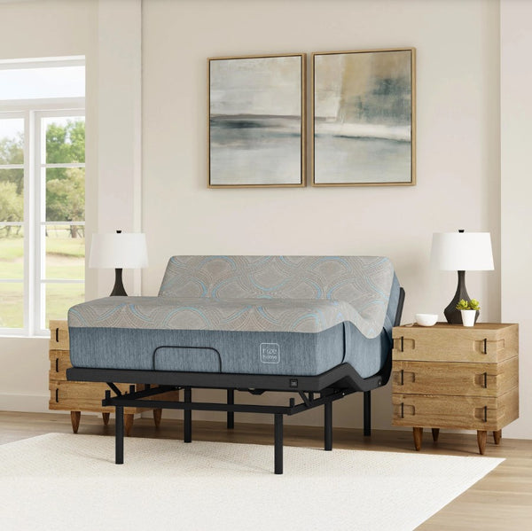 Adjustable Base With The Rize Home Cool Pro 14" Memory Foam Mattress In A Bedroom Setting With Two Nightstands And Wall Art