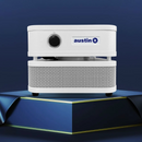 Austin Air Systems "it" Personal Compact Air Purifier Displayed On A Dark Blue Pedestal Against A Dark Blue Background
