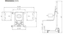 Blueprint Drawing Of The TR Equipment Mobile Stretcher Lift TR9650 Showing Its Dimensions