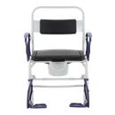Center View Of The Rebotec Dallas Bariatric Shower Commode Chair With Armrests And Leg Rests In Standard Position 