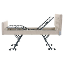 Close Left Side View Of The Nitrocare Miranda Hi Low Adjustable Bed Shown In The Raised Position With The Head Portion Of The Frame In The Slightly Raised Position Without Mattress