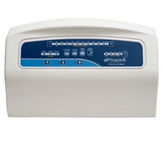 Close Up Centered View Of The Control Unit For The Proactive Medical Protekt Aire 8600AB Low Air Loss/Alternating Pressure Bariatric Mattress System With "Raised Side Air Bolsters" 