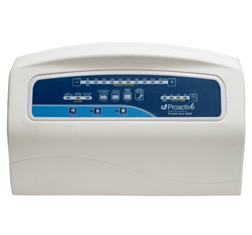 Close Up Front Centered View Of The Control Unit For The Proactive Medical Protekt Aire 8000 Low Air Loss/Alternating Pressure Bariatric Mattress System