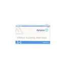 Close Up Front Centered View Of The Medium Sized Box Of The Dynarex Sterile Alcohol Prep Pads