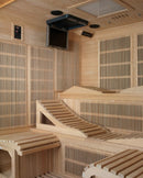 Close Up Inside View Of The Golden Designs Monaco 6-Person Near Zero EMF Far Infrared Indoor Sauna |  GDI-6996-01