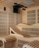 Close Up Interior View Of The Dynamic Monaco 6-Person Ultra Low EMF FAR Infrared Indoor Sauna | DYN-6996-01 Elite