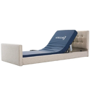 Close Up Left Side View Of The Nitrocare Miranda Hi Low Adjustable Bed Shown With The Head Portion Of The Frame In The Fully Raised Position