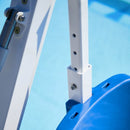 Close-Up Of A Blue And White Aqua Creek Admiral Pool Lift Against A Clear Blue Sky.  