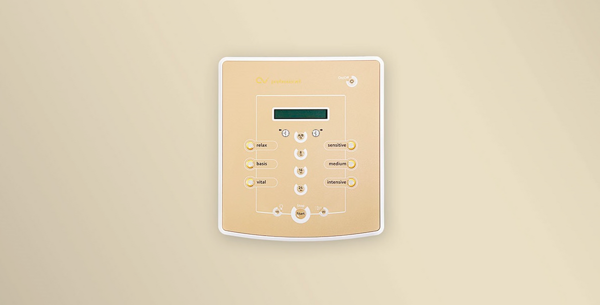 Close Up Overhead View Of The Control Unit For The Cellvital Homecare CV-HC PEMF Therapy System