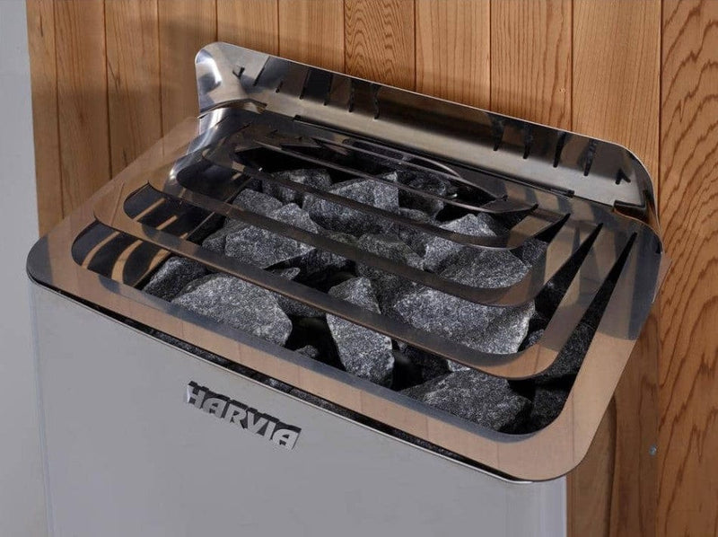 Close Up Overhead View Of The Harvia Heater Inside The Golden Designs Gargellen 5-Person Hybrid Outdoor Sauna | GDI‐8125‐01