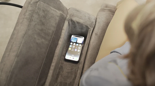 Close Up Overhead View Of The Left Armrest Hidden Storage Compartment For The StarSleep Starise Massage Lift Chair