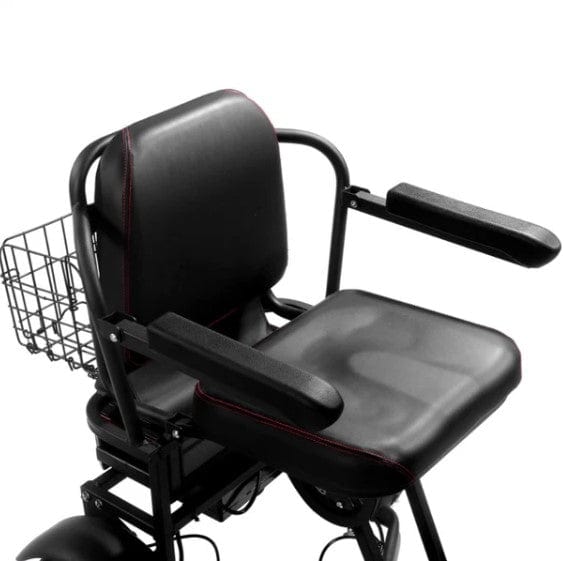Close Up Overhead View Of The Seat Of The MotoTec Folding Mobility Dual Motor Electric Trike