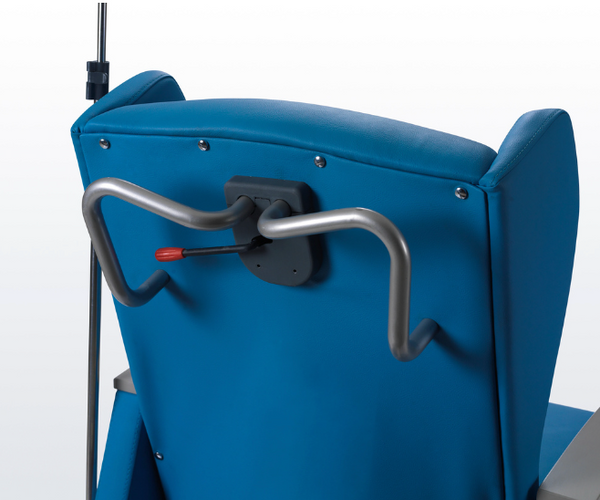 Close Up Rear View Of The Handles On The Nitrocare Aura 911 Chemotherapy Recliner Chair