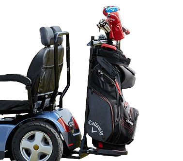 Close Up Right Side View Of The AFIKIM Afiscooter S4 Scooter Optional Golf Bag Holder