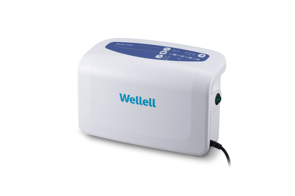 Close Up Right Side View Of The Control Unit For The Wellell Domus Auto Pressure Redistribution Mattress System with Quilted Cover