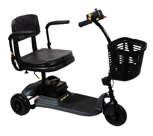 Close Up Right Side View Of The Shoprider Echo Plus: Lightweight 3-Wheel Mobility Scooter