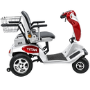Close Up Right Side View Of The Tzora Titan 4 Hummer Medical Mobility Scooter Shown In Red Color
