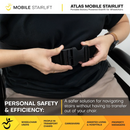 Close Up View Of A Person Attaching A Seatbelt Clip For The Atlas Stair Climbing Wheelchair Lift