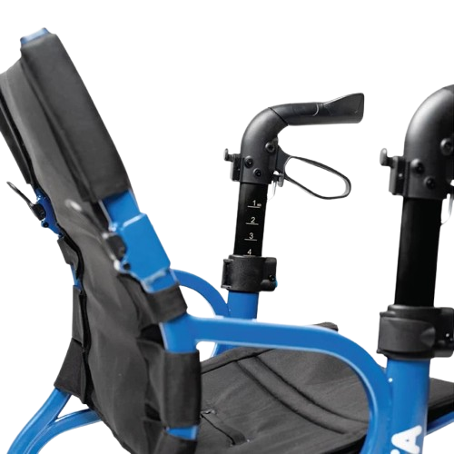 Close Up View Of The Adjustable Handles For The Strongback Mobility SEATA Rollator
