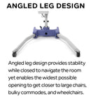 Close Up View Of The Angled Leg Design For The Joerns Hoyer Advance-E Portable Electric Professional Patient Lift Highlighting The Benefit Of The Leg Design