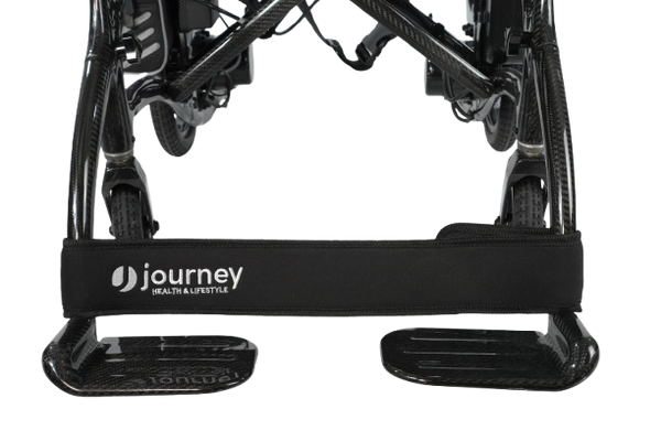 Close Up View Of The Ankle Strap For The Journey Air Elite Max Carbon Fiber Electric Wheelchair