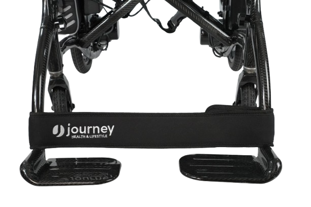 Close Up View Of The Ankle Strap For The Journey Air Elite Max Carbon Fiber Electric Wheelchair