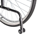Close Up View Of The Anti Tip Wheel Of The Dynarex DynaRide S5 Ultra Lite Wheelchair
