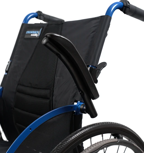 Close Up View Of The Armrest In The Flipped Back Position For The Strongback Comfort Flip Wheelchair